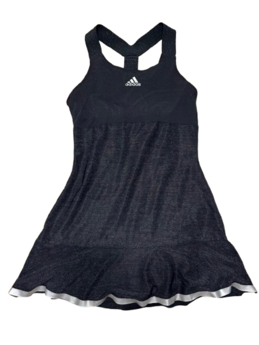 Adidas Aeroready Glam On Tennis Dress Black Silver Metallic Size XS Racerback